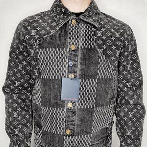 Louis Vuitton Denim Nigo Cute Jacket Size: 50 with Tags, LV Dust Cover, Hanger